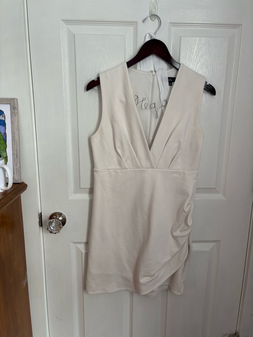 Lulu's Cream Sleeveless V-Neck Mini Dress